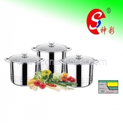 6pcs Capsuled Bottom Stock Pot Sets (Medium Size)