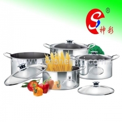 8pcs Shallow Stock Pot Set with Glass Lid