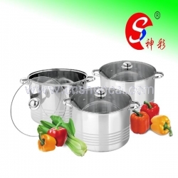 6pcs Tall Capsuled Bottom Stock Pot Sets with Glass Lid